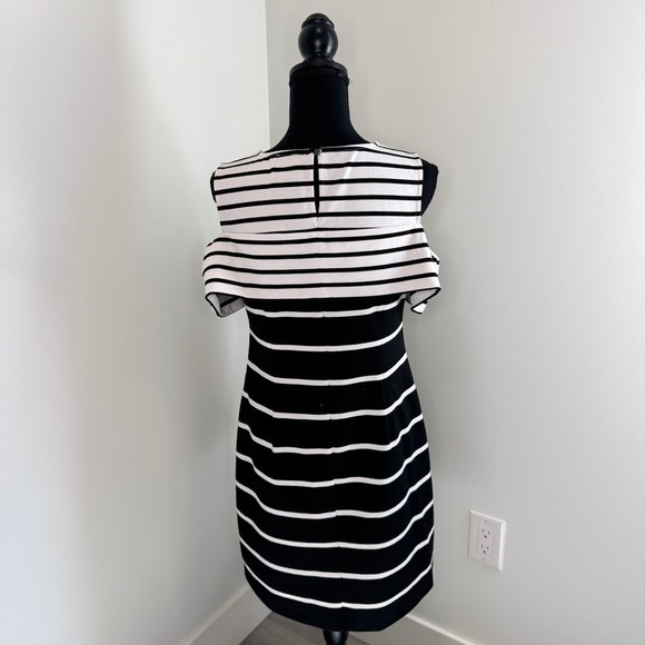 Vince Camuto Black and White Stripe Formal Business Midi Dress (Sz 8) - Picture 5 of 8
